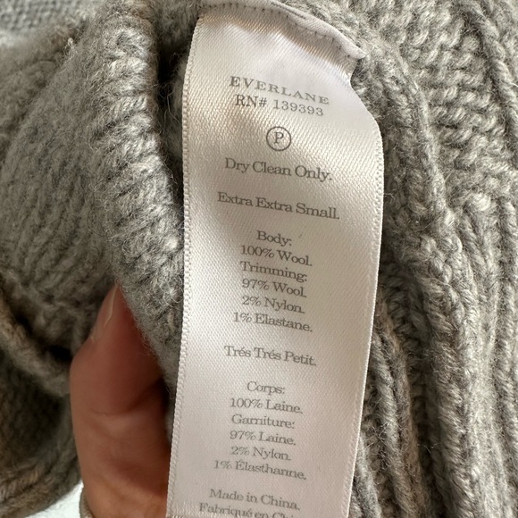 Everlane The Cable Mockneck Gray Wool Sweater Size XXS - Picture 6 of 6